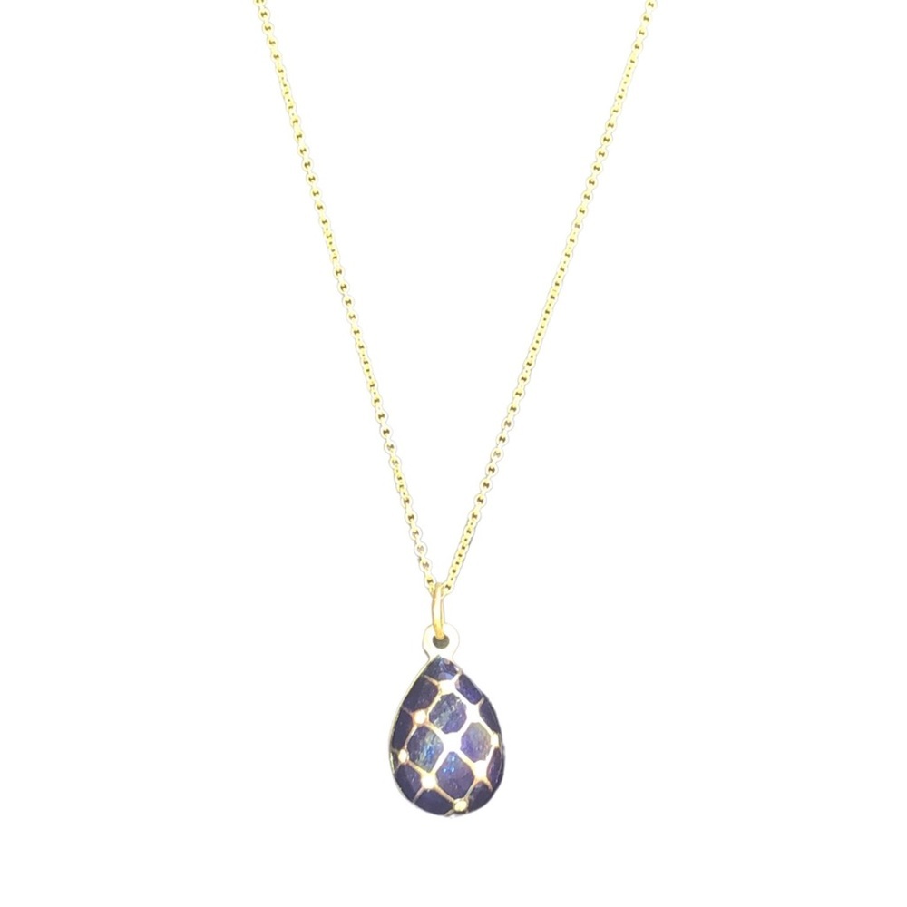 Imperial Blue Argyle Fabergé  Egg Pendant Necklace